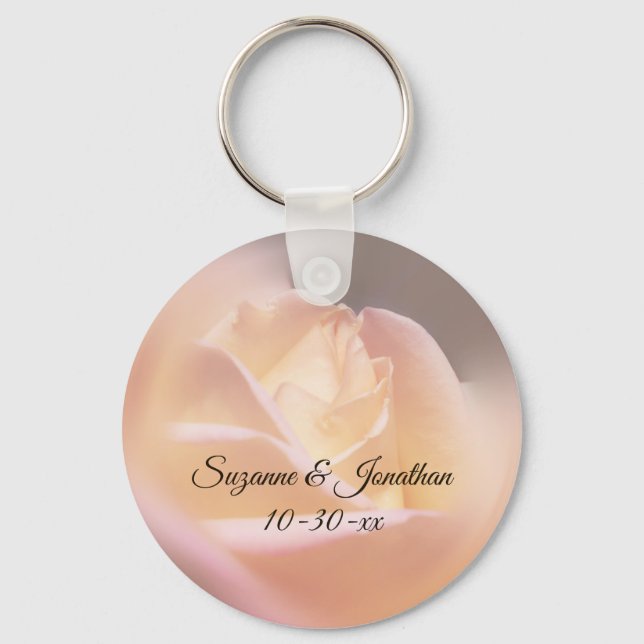 Llavero Rosa Amarilla Soñadora Boda Personalizada  (Anverso)