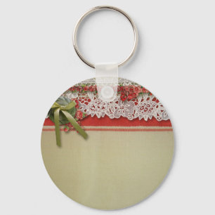 Llavero Rosa antiguo Lace Rústico Rojo Victorilap