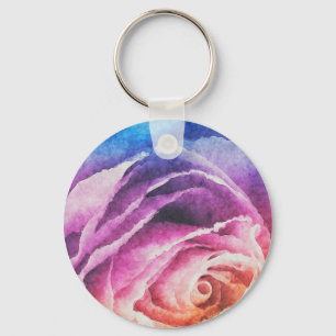 Llavero Rosa arcoiris acuarela
