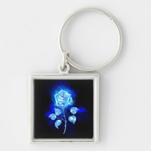 Llavero Rosa azul en llamas