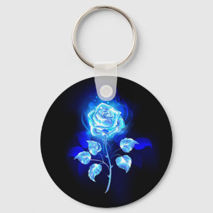 Llavero Rosa azul en llamas
