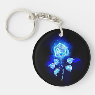Llavero Rosa azul en llamas