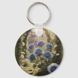 Llavero Rosa azul encantado - Acento floral romántico