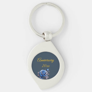 Llavero Rosa azul místico Bloom elegante acento botánico