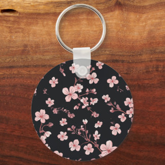 Llavero Rosa Bebé Suave Mini Patrón Sakura en Negro - Deli