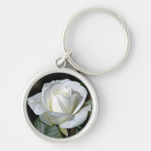 Llavero Rosa blanco con rocío