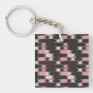 Llavero rosa blanco y gris geométrico