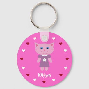 Llavero Rosa bonito y lindo del personalizable del gatito