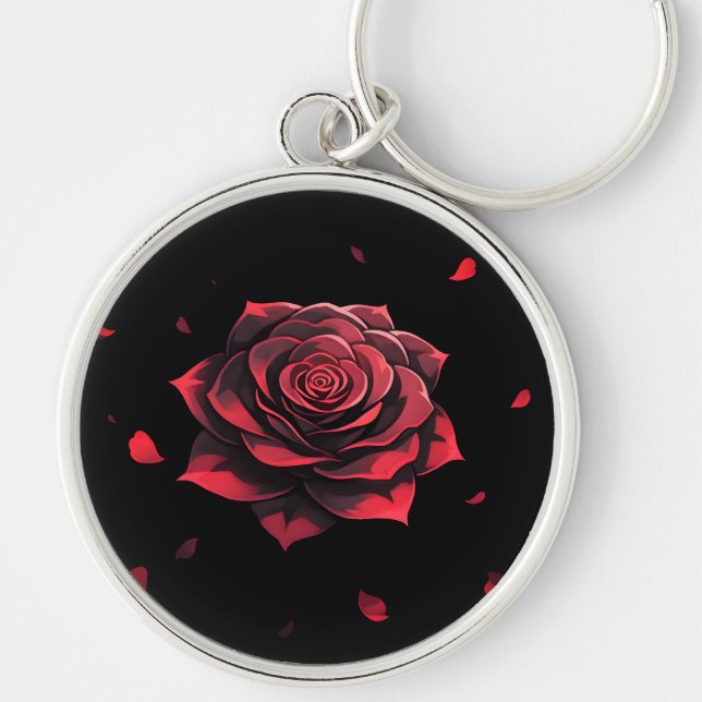 Llavero Rosa Carmesí Eterna - Noir Gótico (Frente)