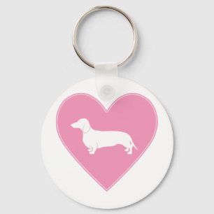 Llavero Rosa clásico del corazón del Dachshund