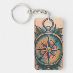 Llavero Rosa Compass: Guiando el amor*