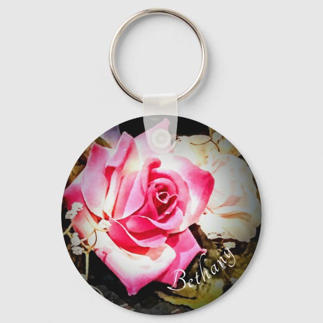 Llavero Rosa con cadena de claves de nombres (Anverso)