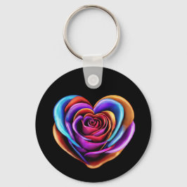 Llavero Rosa con forma de corazón colorido-