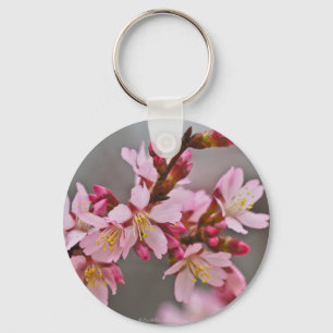 Llavero Rosa Contra Los Flores De Cerezo Japoneses Con Cie