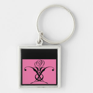 Llavero Rosa de Art Deco Negro Rosa