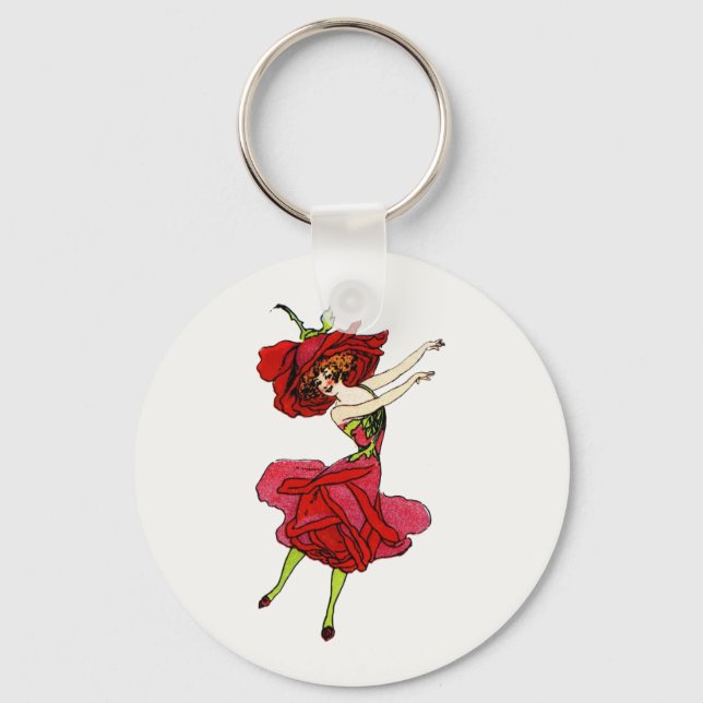 Llavero Rosa de belleza norteamericano, flores extravagant (Anverso)