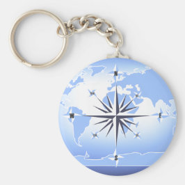 Llavero Rosa de brújula azul Mapa mundial Keychain 2