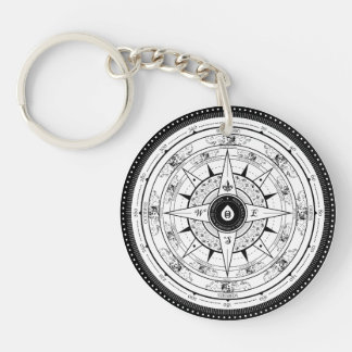 Llavero Rosa de brújula - Keychain (blanco)