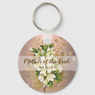 Llavero rosa de cobre, madre floral de la novia