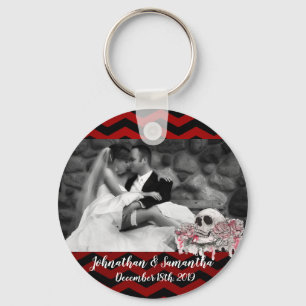 Llavero Rosa de cráneo de cadena fotográfica personalizada