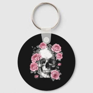 Llavero Rosa de flores de cráneo de azúcar floral Hallowee
