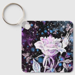 Llavero Rosa de invierno y regalo de cadena de mariposas