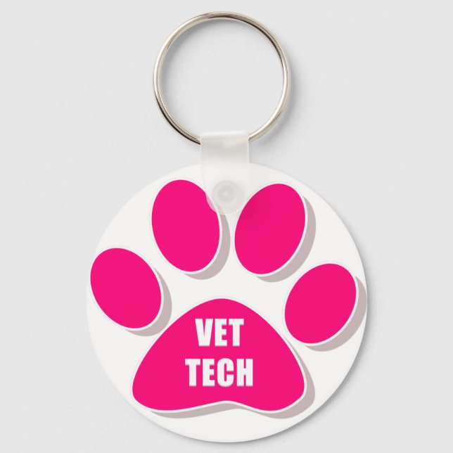 Llavero rosa de la cadena de claves de vettech paw (Anverso)
