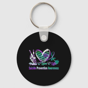 Llavero Rosa de Paz de Heart Ribbon Ama Suicidio de Salud