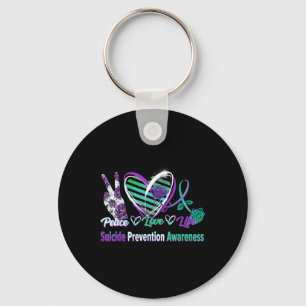 Llavero Rosa de Paz de Heart Ribbon Ama Suicidio de Salud