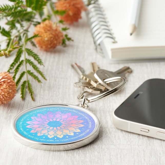 Llavero Rosa de Relieve metalizado dorado Mandala (Lado)