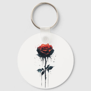 Llavero Rosa de sangre goteo: Arte floral gótico
