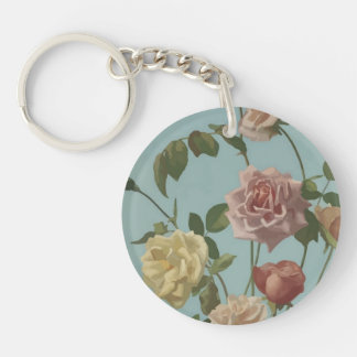 Llavero Rosa de té de época y Rosas de Rubor