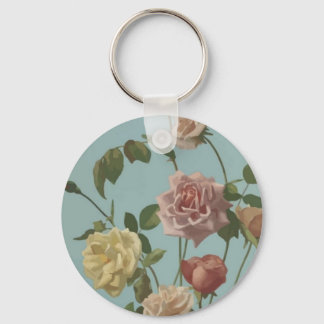 Llavero Rosa de té de época y Rosas de Rubor