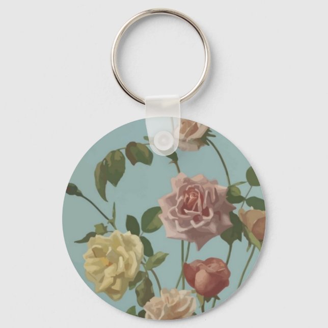 Llavero Rosa de té de época y Rosas de Rubor (Anverso)