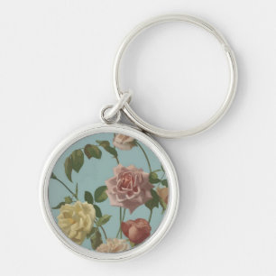 Llavero Rosa de té de época y Rosas de Rubor