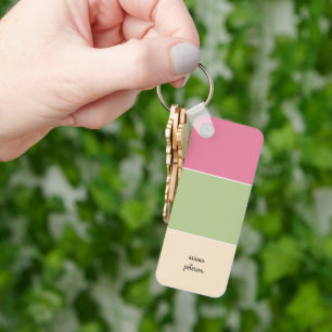 Llavero Rosa de verano, verde sabio y nombre de guión
