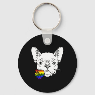 Llavero Rosa del Orgullo Gay bulldog Lgbt-q Rainbow French