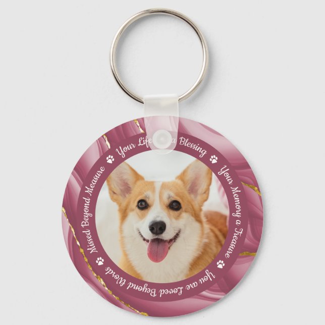 Llavero Rosa Dog Memorial Gold 2 Foto Mascota personalizad (Anverso)