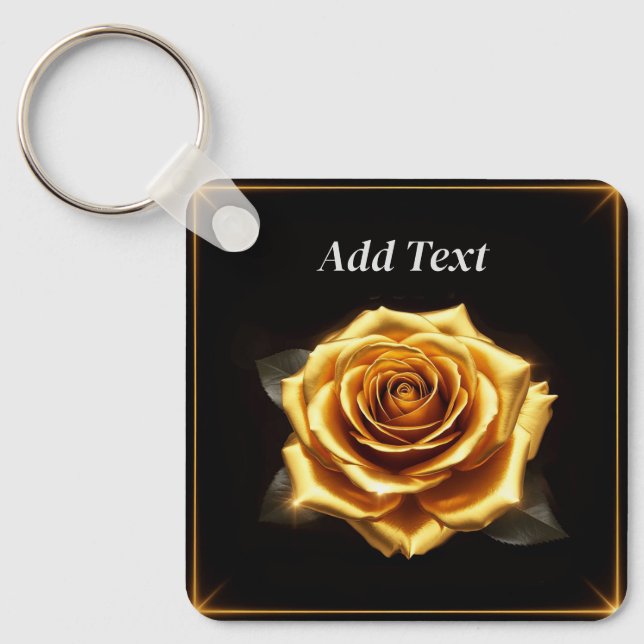 Llavero Rosa Dorada con Bordes Brillantes (Anverso)