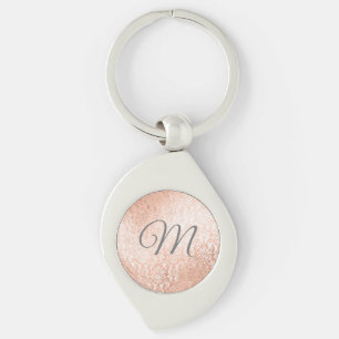 Llavero Rosa dorada damasco con monograma personalizado