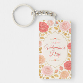 Llavero Rosa Dorada Romance de San Valentín