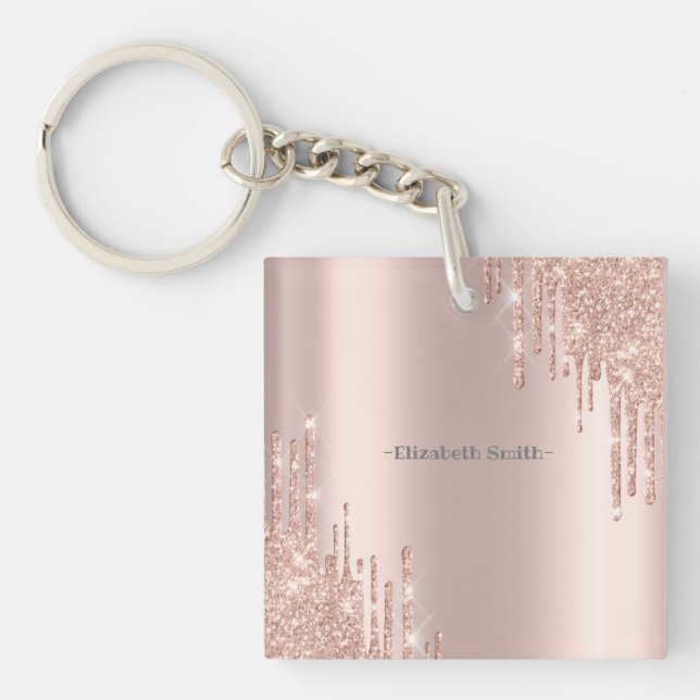 Llavero Rosa dorado elegante (Frente)