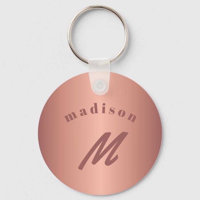 Llavero Rosa dorado giratorio monograma nombre moda elegan (Anverso)