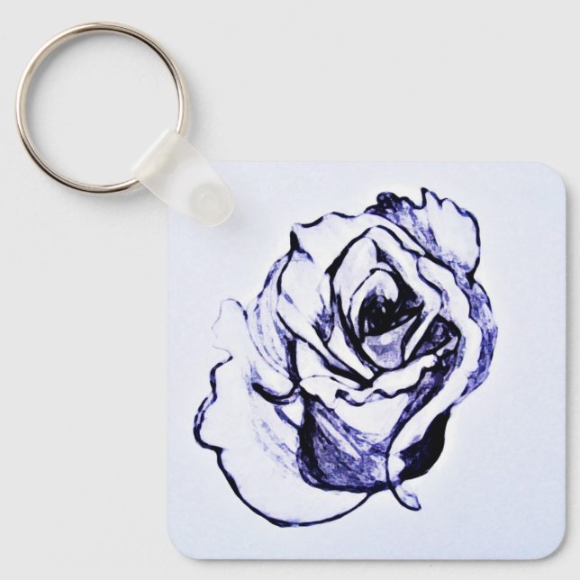 Llavero Rosa Esbozo de la mano Flor (Anverso)