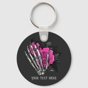 Llavero Rosa esquelética personalizada gótica vintage