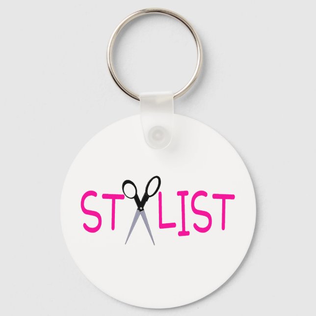Llavero Rosa estilo cabello con tijeras (Anverso)