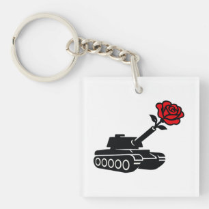 Llavero Rosa floral tanque antiguerra pacifista