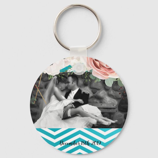 Llavero Rosa geométrico de cadena fotográfica personalizad (Anverso)