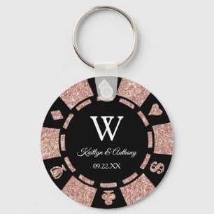 Llavero Rosa Gold Poker Chip Casino Wedding Party Favor