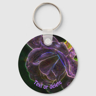 Llavero Rosa morado Resumen Flor de arte personalizada